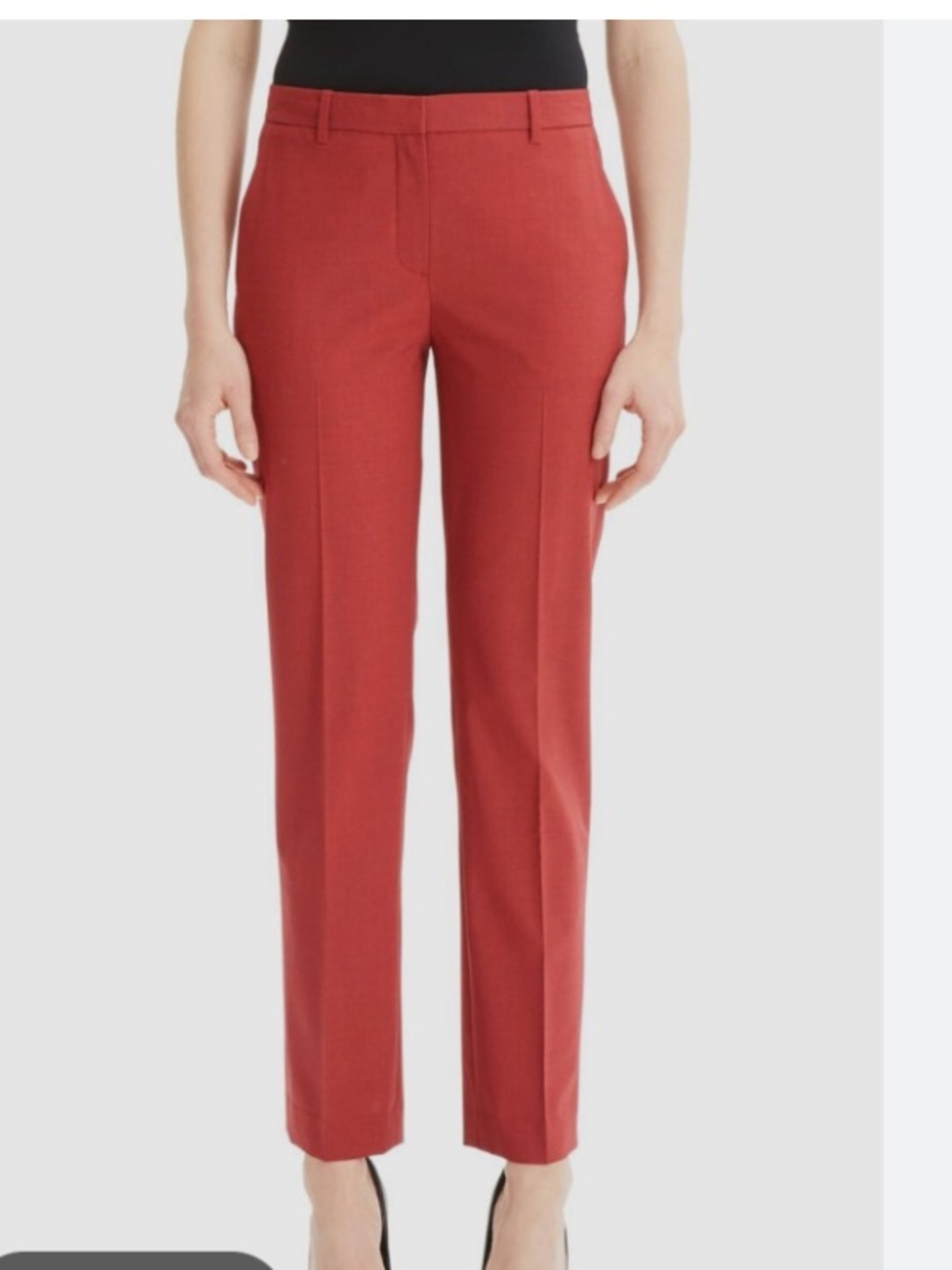 Theory Brick Red oak medium -Rise Slim cropped Trousers pants size 4